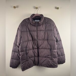 Columbia Pike Lake Puffer Jacket in Brown/Dark Purple